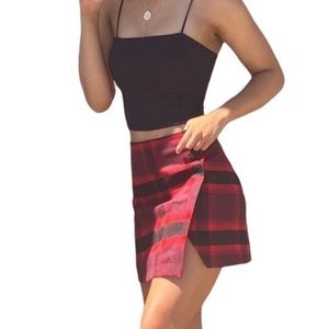 Abercrombie & Fitch Red and Black Wool Plaid Skirt